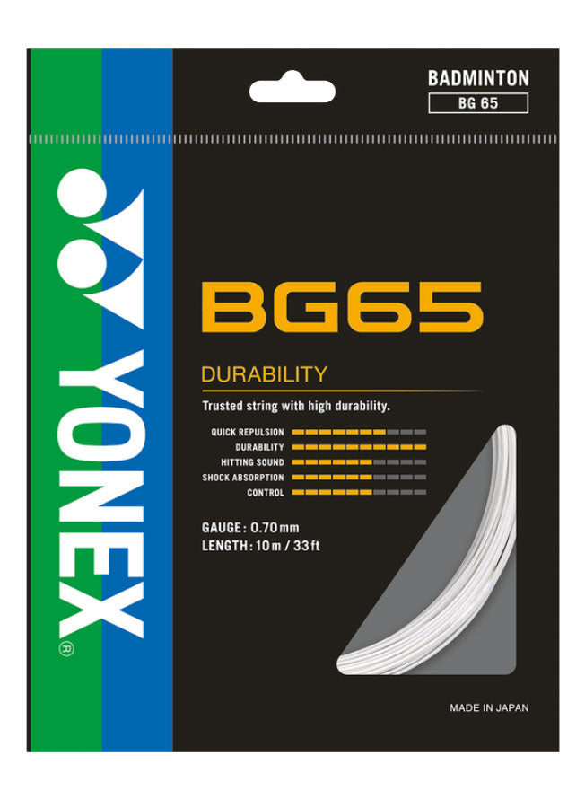 Yonex BG65 Badminton String (10m Set) White