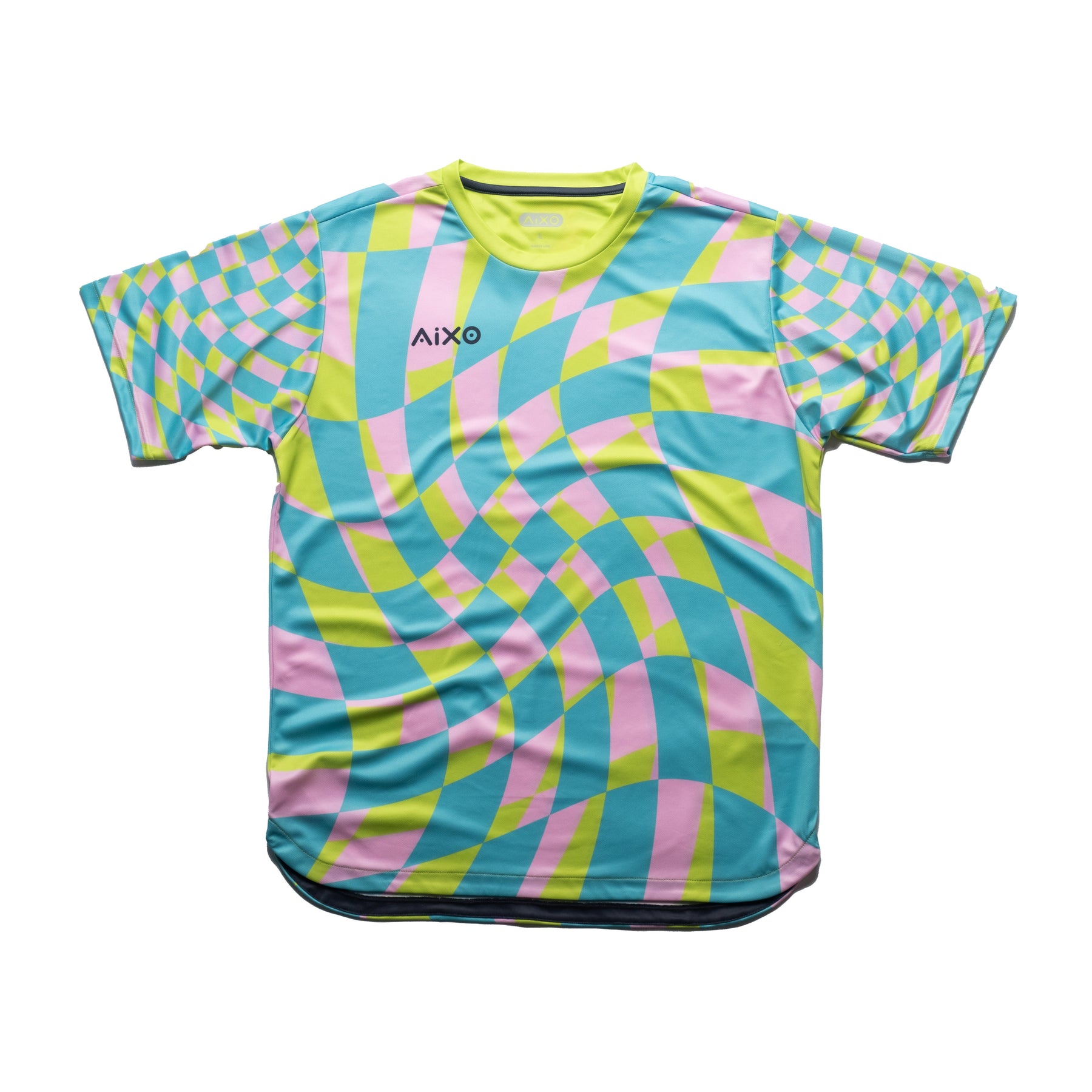 Aixo Checker Mens T Shirt Lime Check