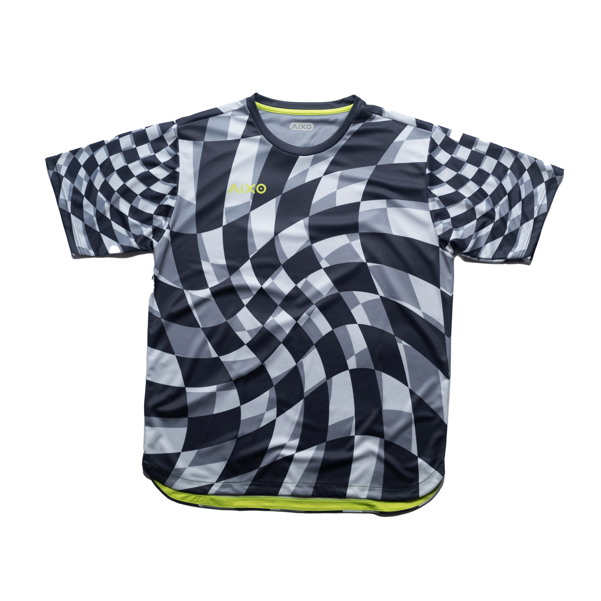 Aixo Checker Mens T Shirt Grey Check