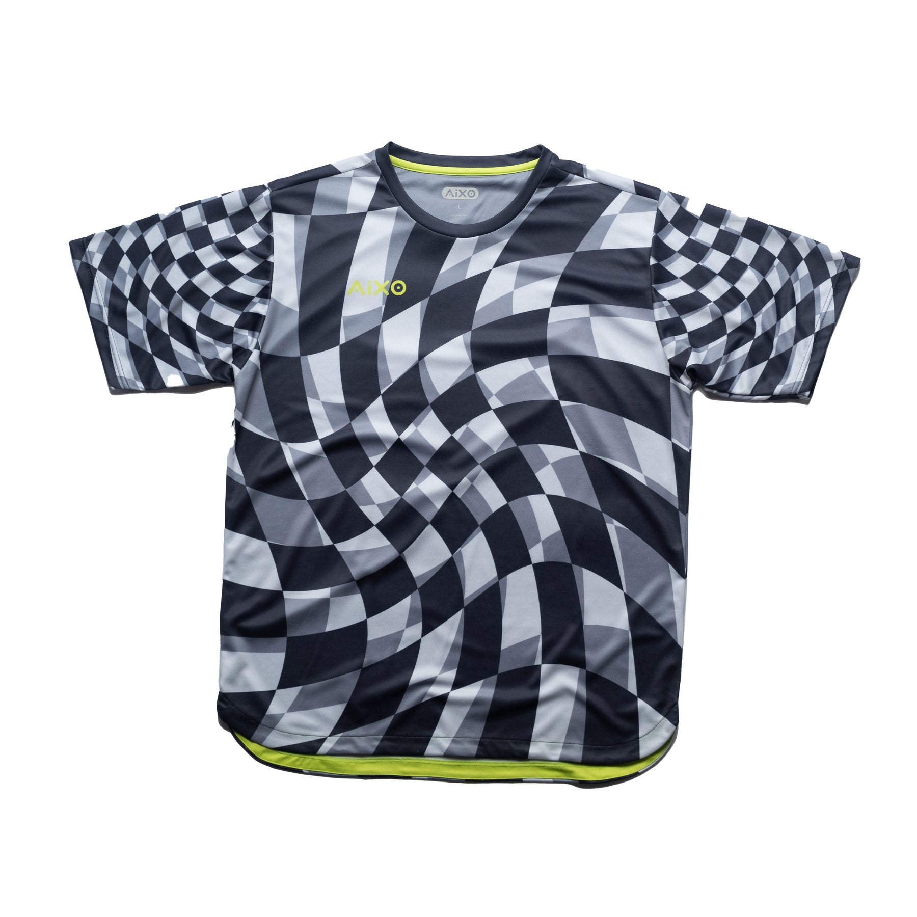 Aixo Checker Mens T Shirt Grey Check