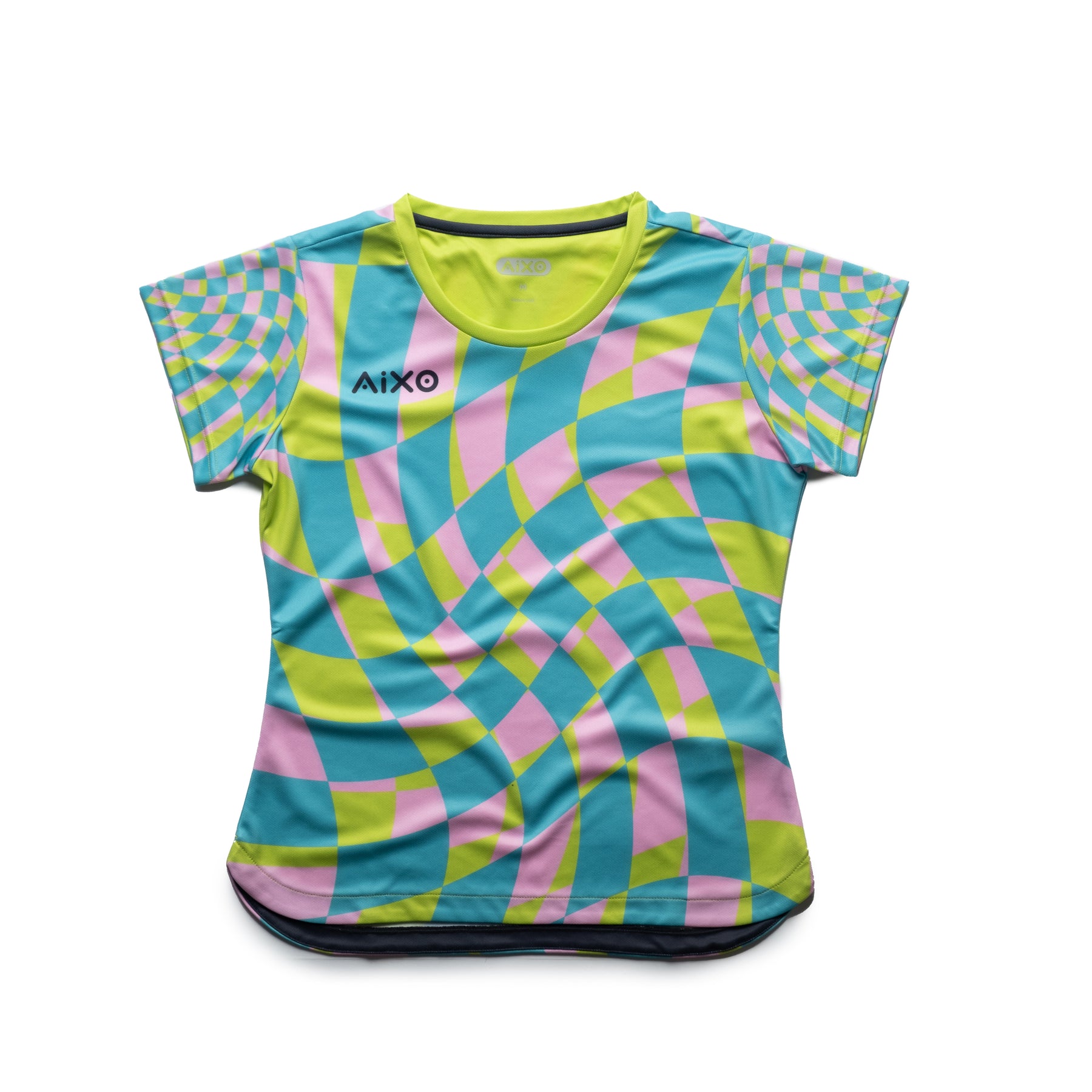 Aixo Checker Womens T Shirt Lime Check