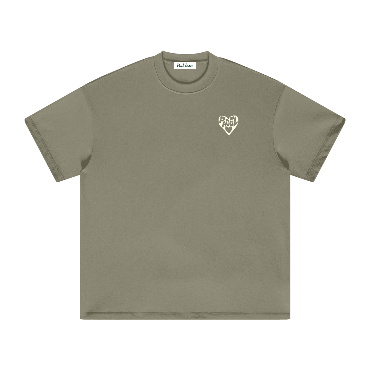 Love - Heavyweight T-Shirt Gray Green Padelism