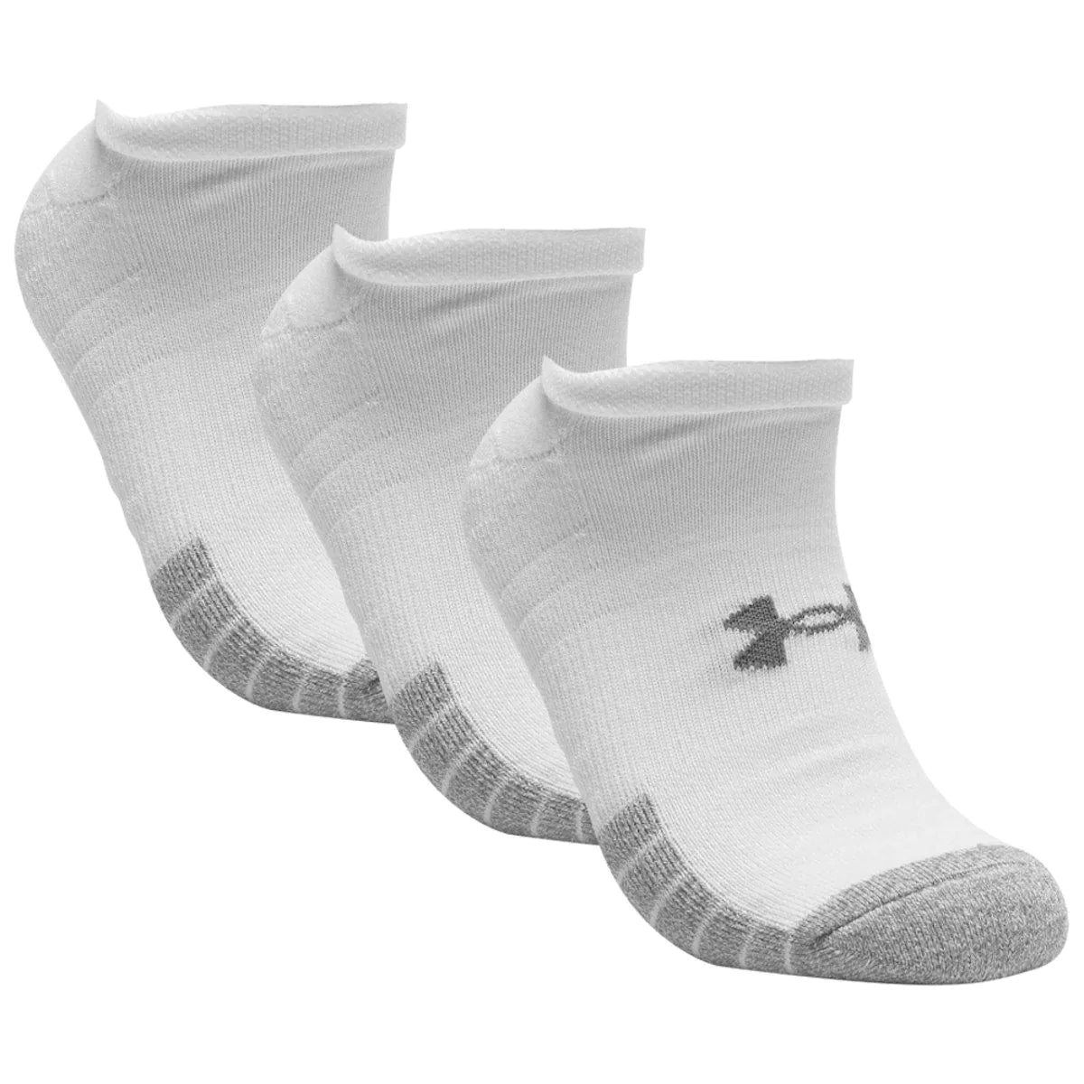 Under Armour HeatGear No-Show Sport Socks 3 Pack - White/Steel