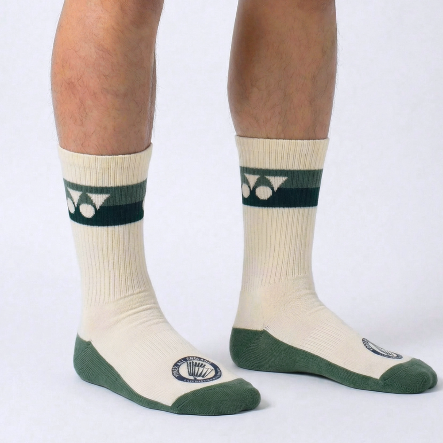 Yonex All England 1899 Crew Sock 26 Unisex - Cream Clothing Yonex