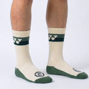 Yonex All England 1899 Crew Sock 26 Unisex - Cream Clothing Yonex