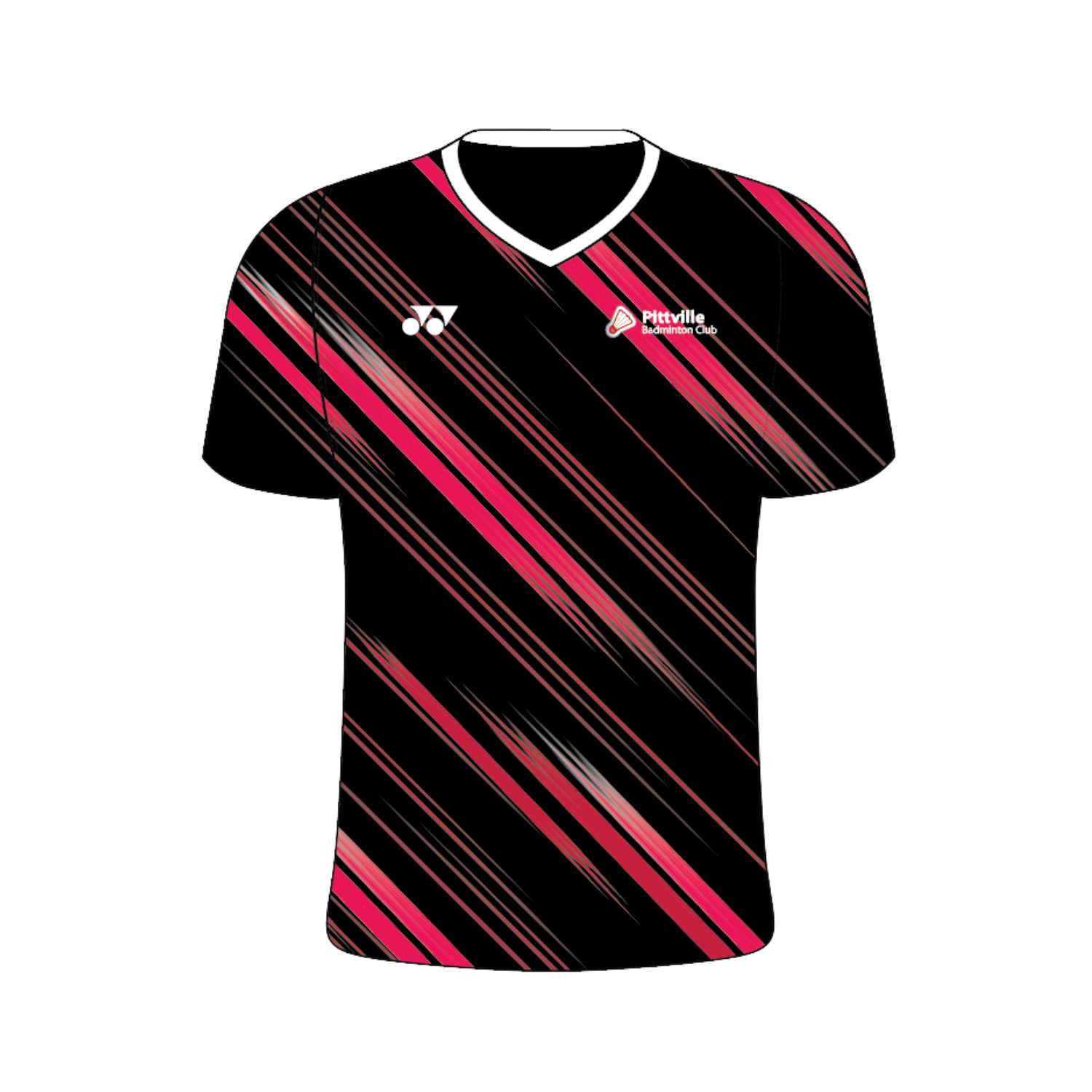 Yonex Kit T001 Pitville Badminton Club Turbo V Neck Junior - Black/Red/White by Yonex Teamwear