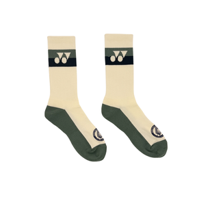 Yonex All England 1899 Crew Sock 26 Unisex - Cream Clothing Yonex