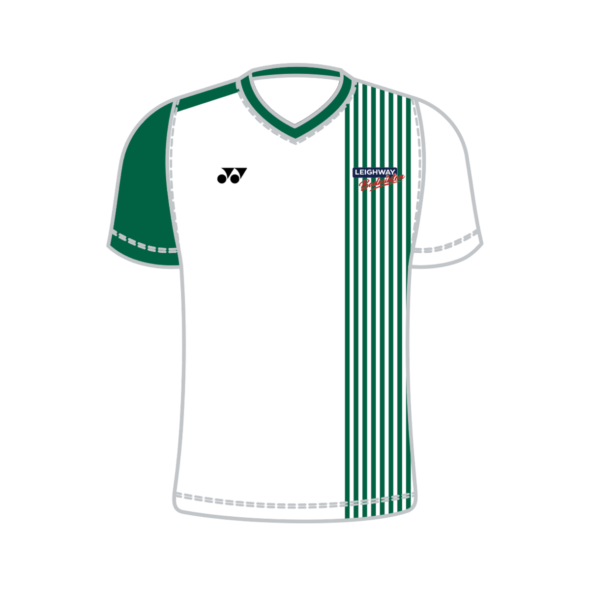 Yonex Kit Teamwear T009 Leighway Badminton Club Time T-Shirt V Neck Junior - White/Forest