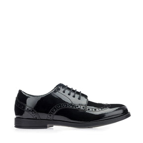 Start-Rite Brogue Pri 2745 lace-up school shoes, black patent, front view