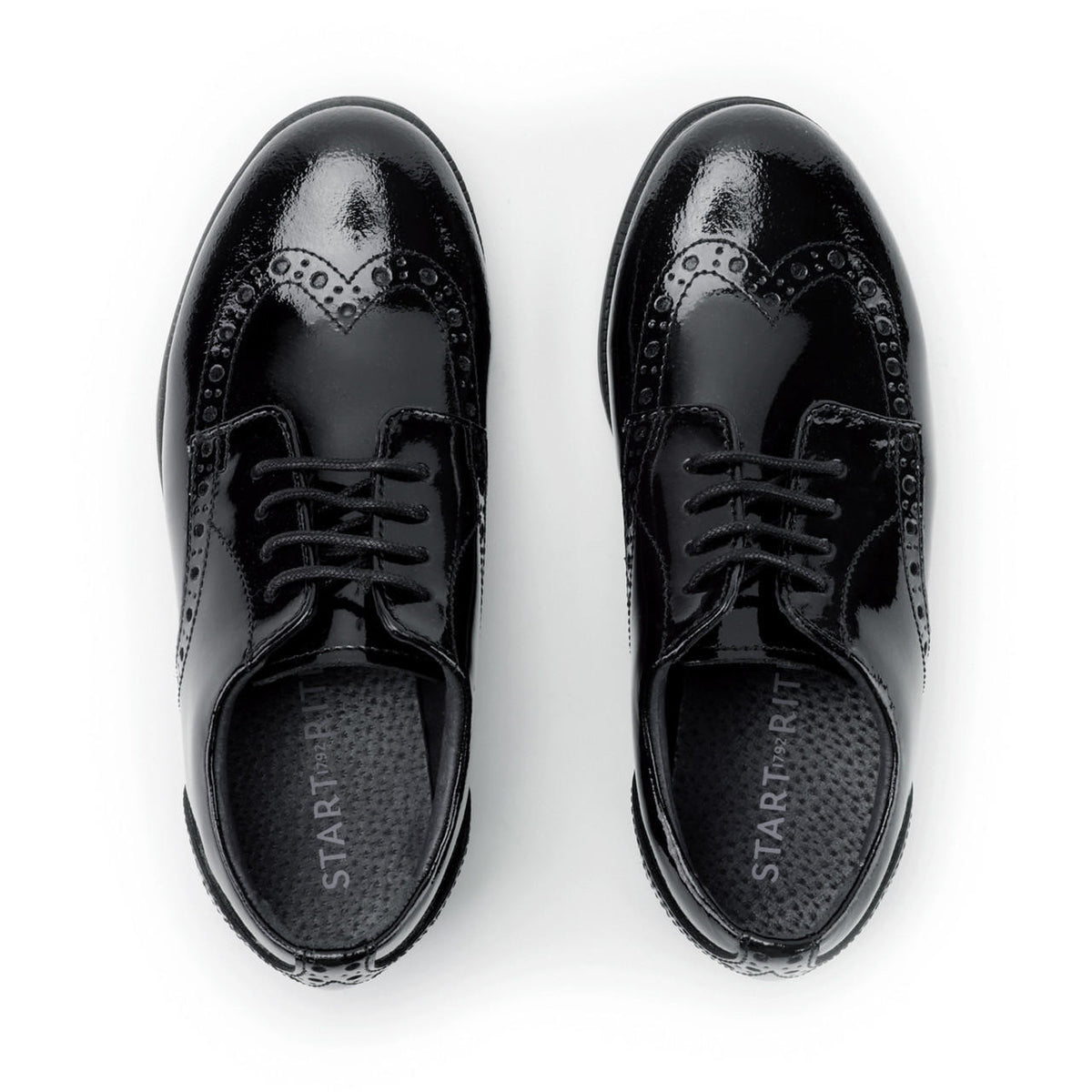 Start-Rite Brogue Snr 3503 senior lace-up school shoes, black patent, back view