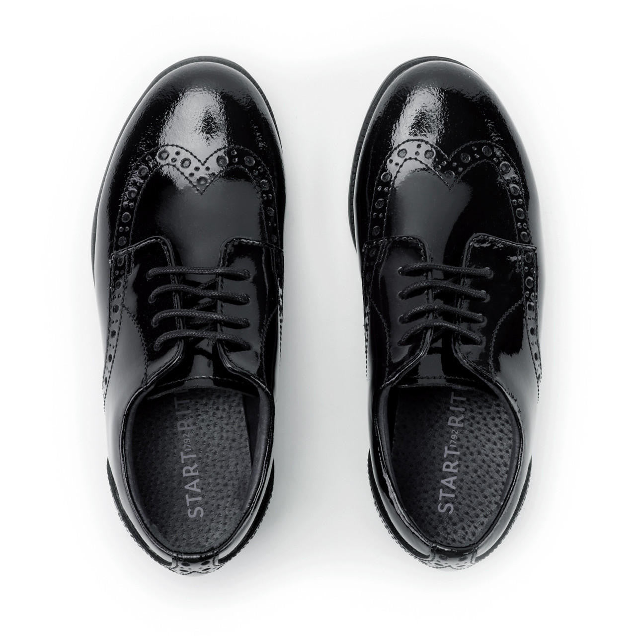 Start-Rite Brogue Snr 3503 senior lace-up school shoes, black patent, back view