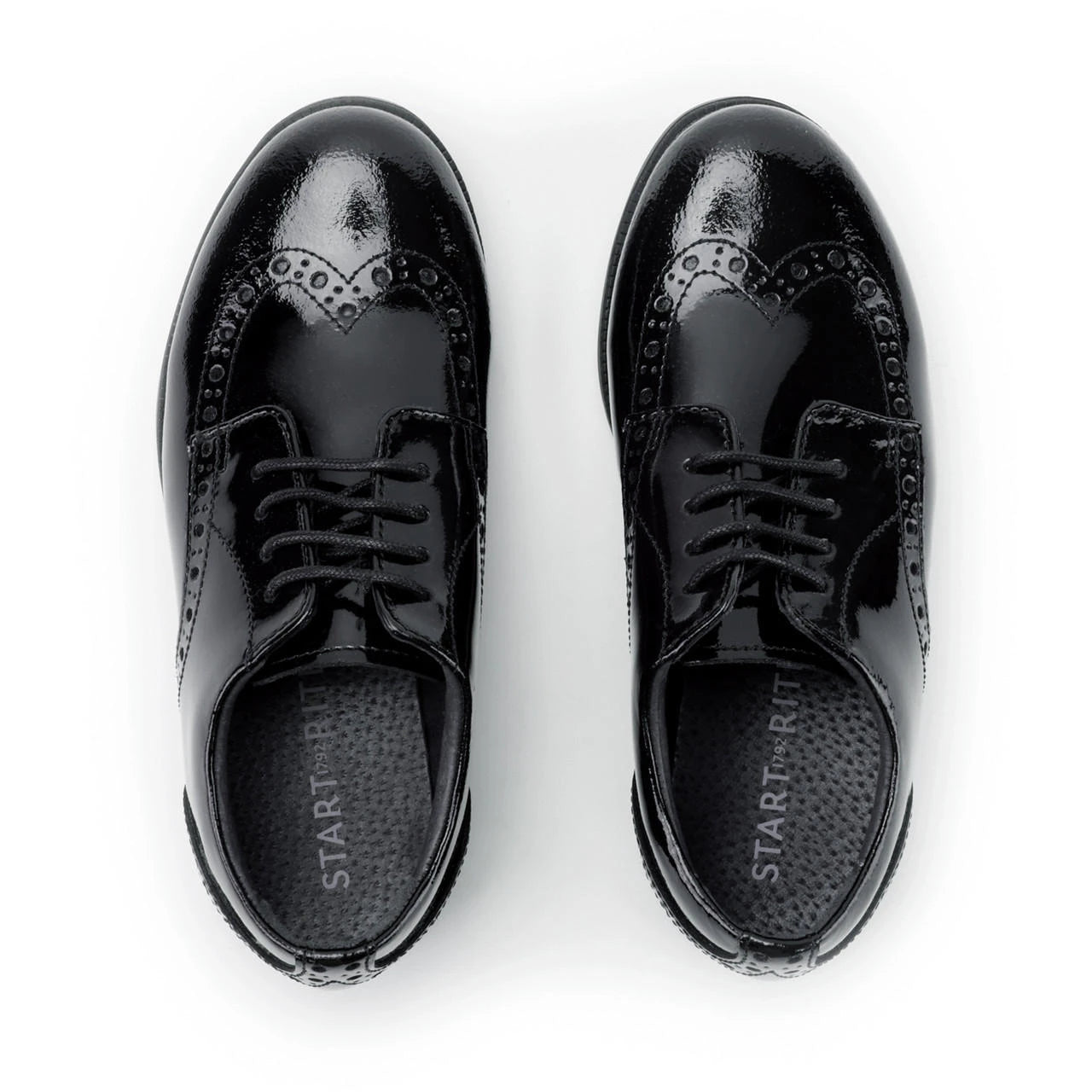 Start-Rite Brogue Pri 2745 lace-up school shoes, black patent, back view