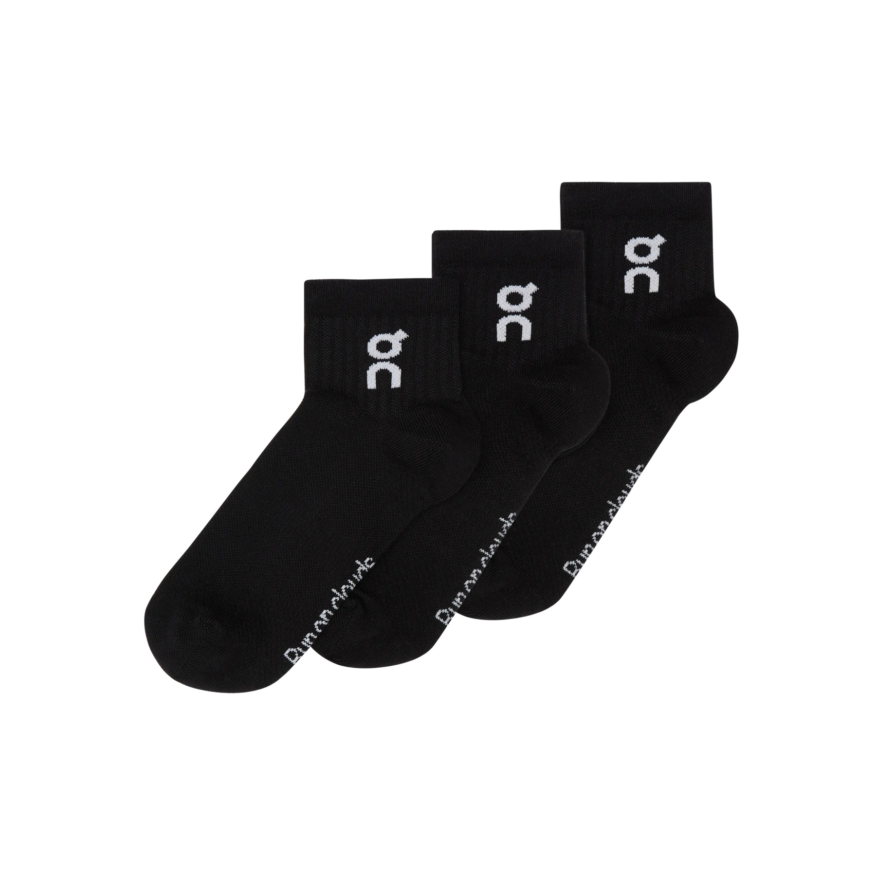 On Running Logo Sock Mid Unisex 3 Pcs - Black Black Clothing On Running