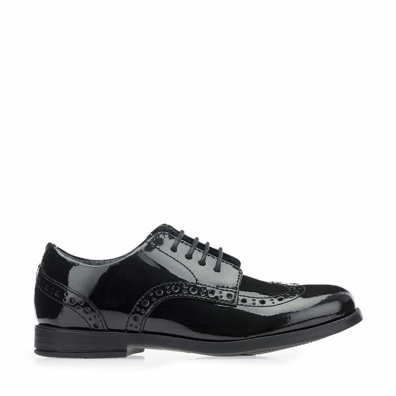 Start-Rite Brogue Snr 3503 senior lace-up school shoes, black patent, front view