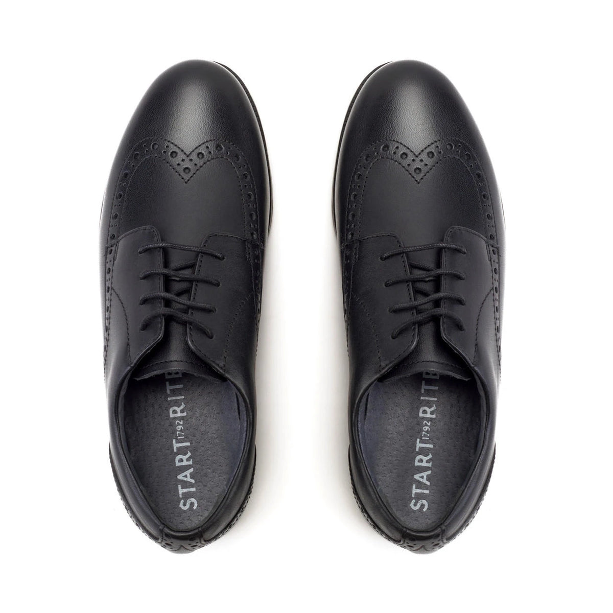 Start-Rite Brogue Snr 3503 senior lace-up school shoes, black, back view