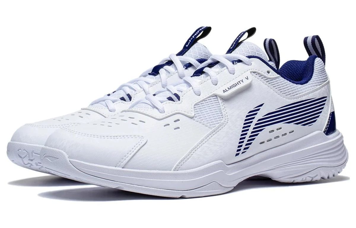 Li-Ning Almighty 5 Badminton Shoes AYTT001-3 - White/Blue Badminton Shoes Li-Ning
