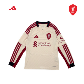 Adidas Liverpool F.C. 25/26 Long Sleeve Away Jersey Junior - Beige White Clothing Adidas