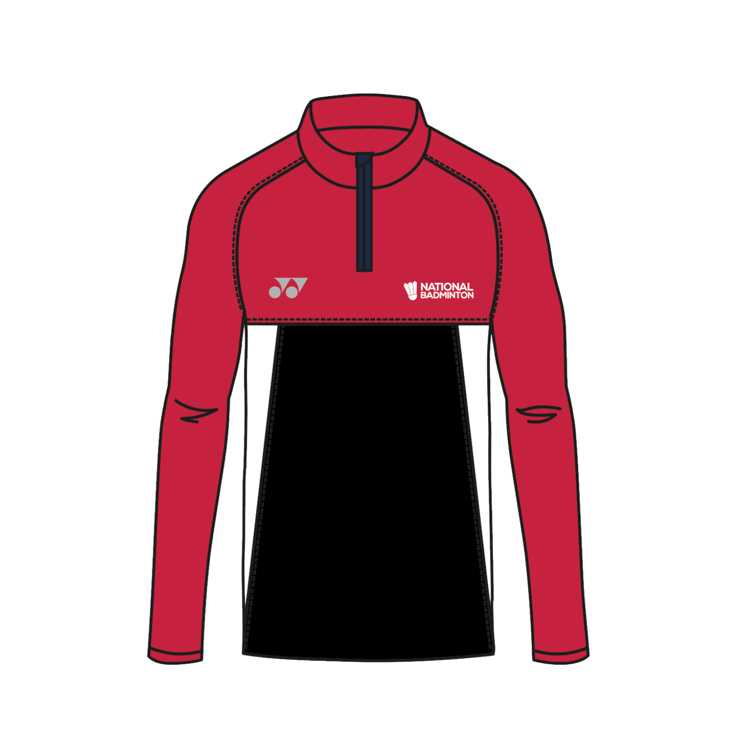 National Badminton Split 1/4 Zip Shirt Unisex - Red
