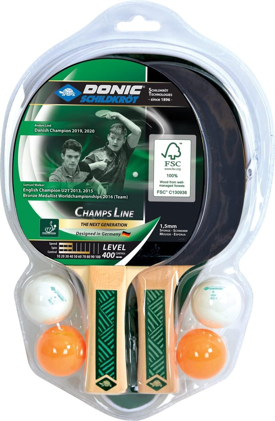 Donic-Schildkröt Champs Line 400 Table Tennis - Black/Green