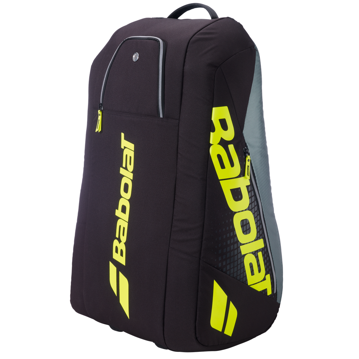 Babolat RH12 Pure Aero 2026 Racket Bag - Black/Grey/Yellow Metallic Grey Black Fluo Yellow 12 Rackets Luggage Babolat