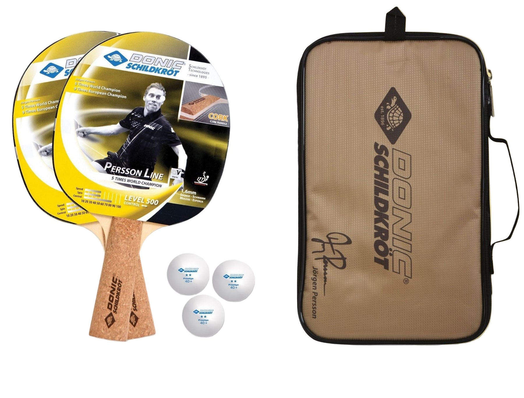 Donic-Schildkrot Persson 500 Cork Table Tennis Paddle & Balls Set - Black