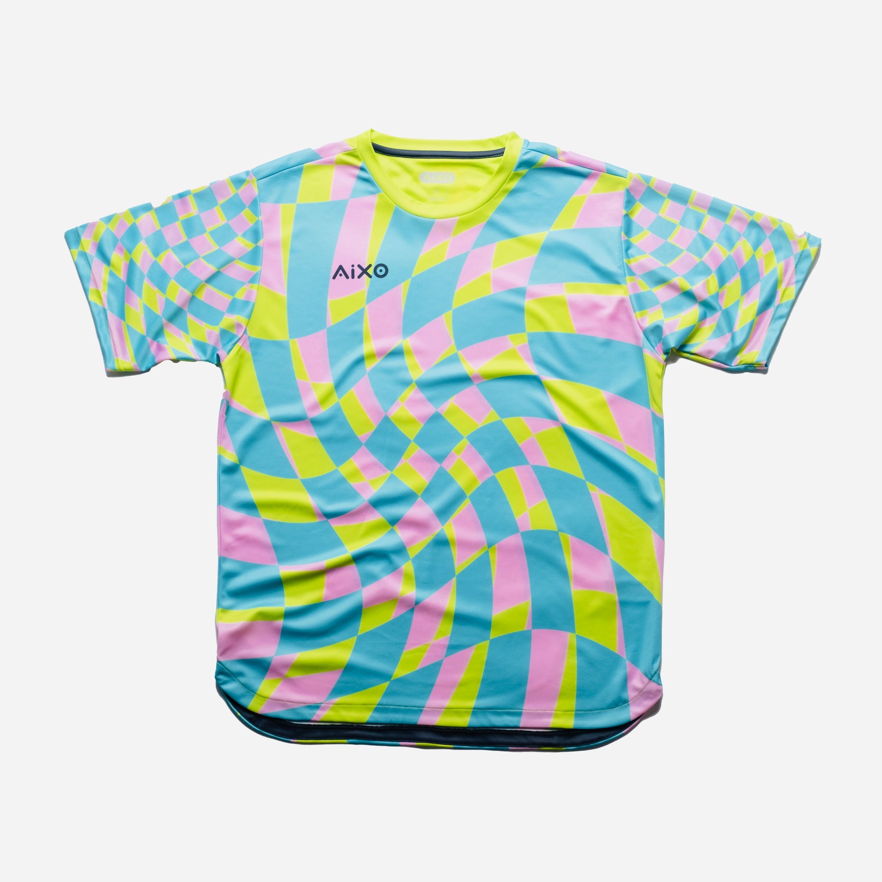 Aixo Checker Mens T Shirt Lime Check