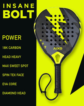 Aixo Insane Bolt Padel Racket 18k Carbon RL-B12 Padel Aixo