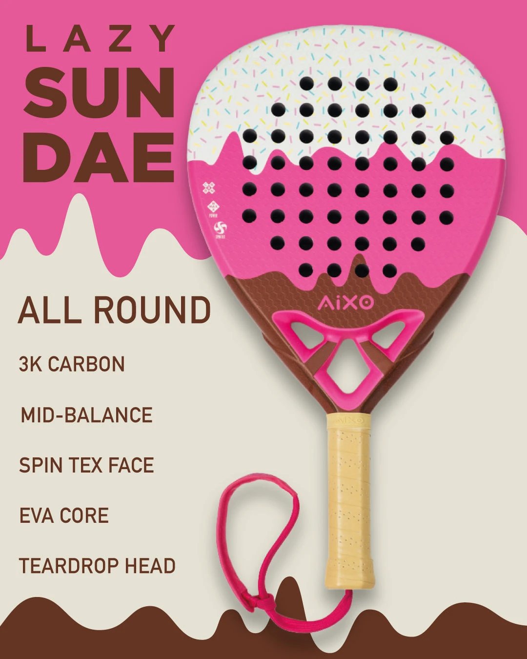 Aixo Sundae Padel Racket - 3K Carbon RL-BO5 Padel Aixo