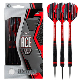 Harrows Ace Rubber Coated Brass Darts 24g - Red Red 24g Accessories Harrows