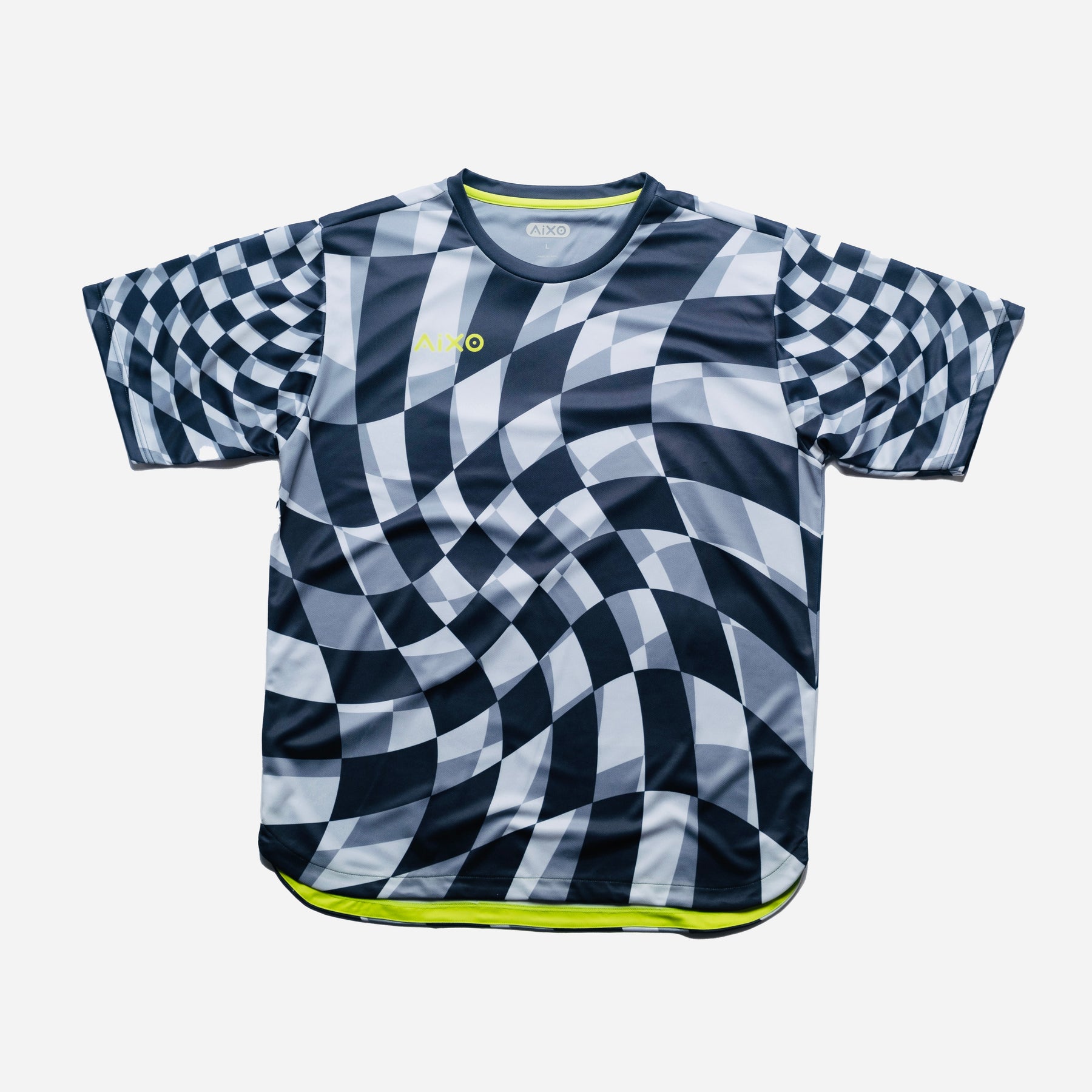 Aixo Checker Mens T Shirt Grey Check