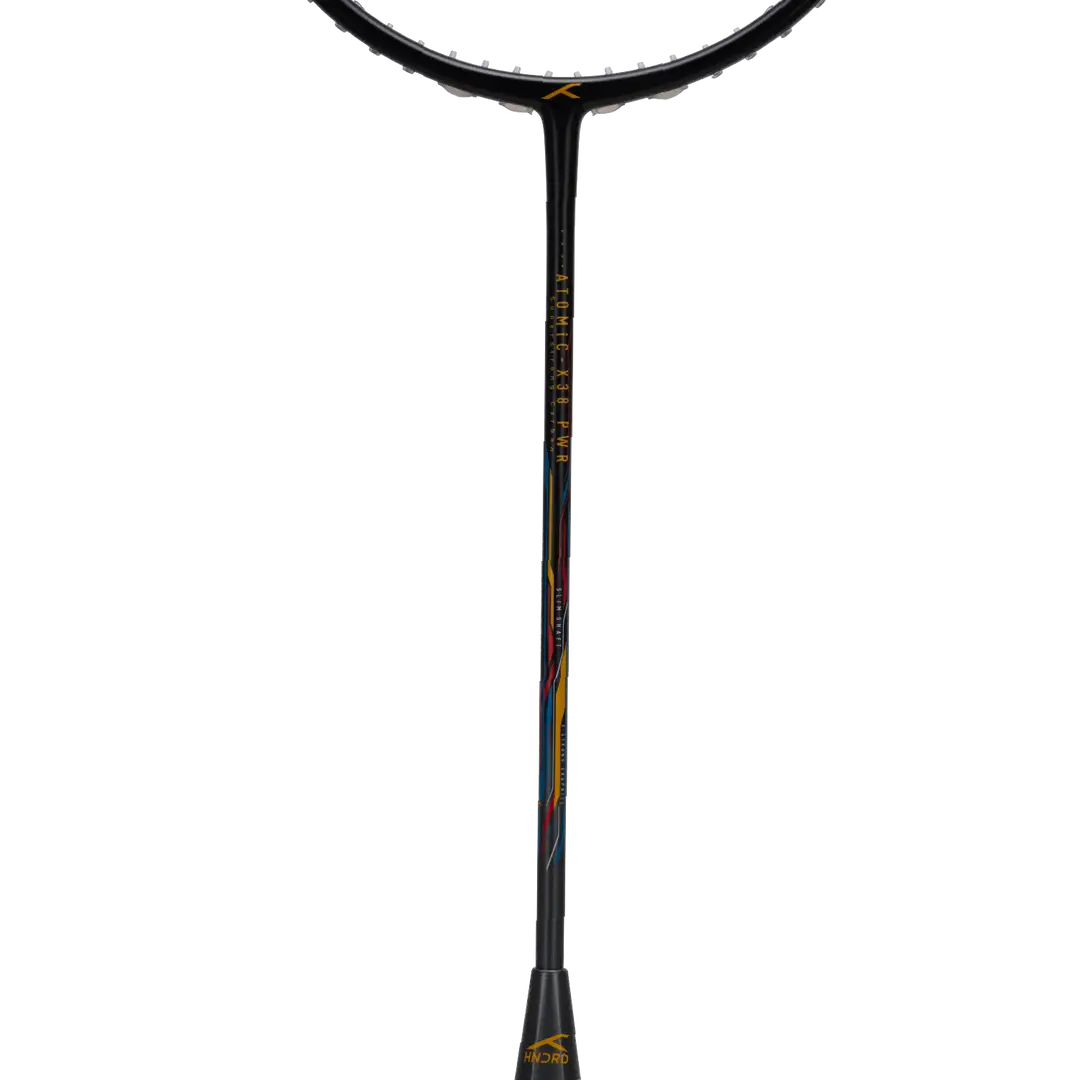 Hundred Atomic X 38 Power Badminton Racket - Black/Grey Badminton Rackets Hundred