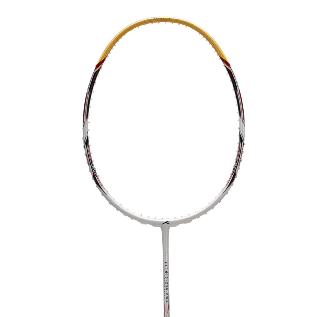 Hundred Atomic X 38 Power Badminton Racket - White/Gold White Gold 3U6 Badminton Rackets Hundred