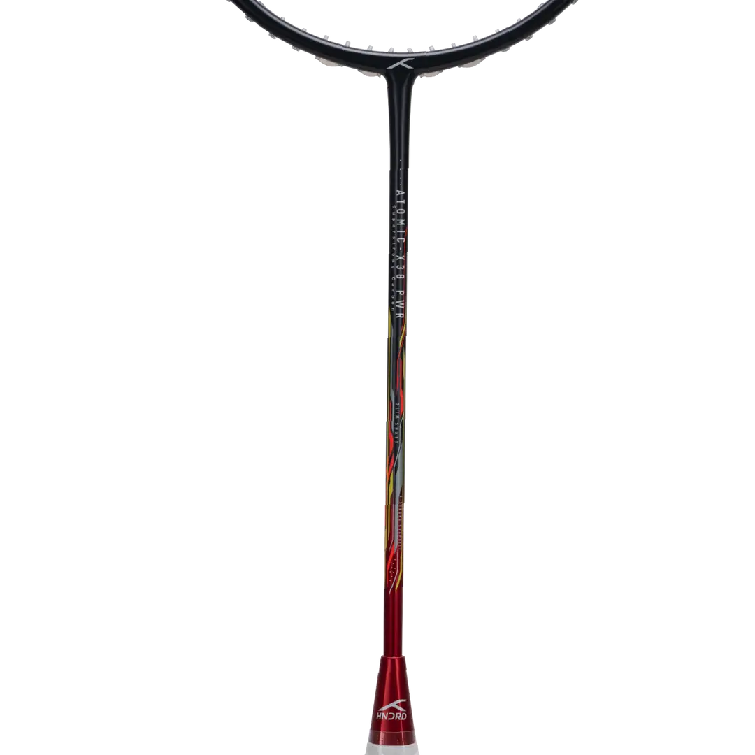 Hundred Atomic X 38 Power Badminton Racket - Charcoal/Red Badminton Rackets Hundred