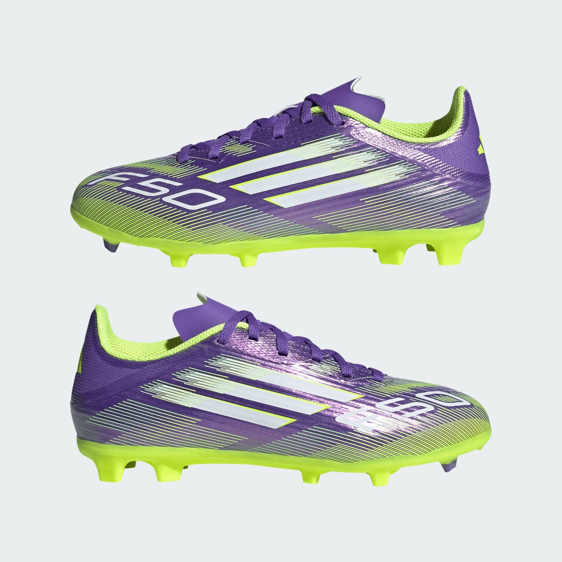 Adidas F50 League FG/MG Shoes Junior - Purple/White/Lemon