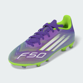 Adidas F50 League FG/MG Shoes Junior - Purple/White/Lemon