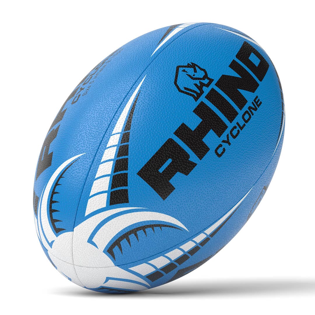 Rhino Cyclone Rugby Ball - Blue, Size 4 & 5 Rugby Ball Rhino