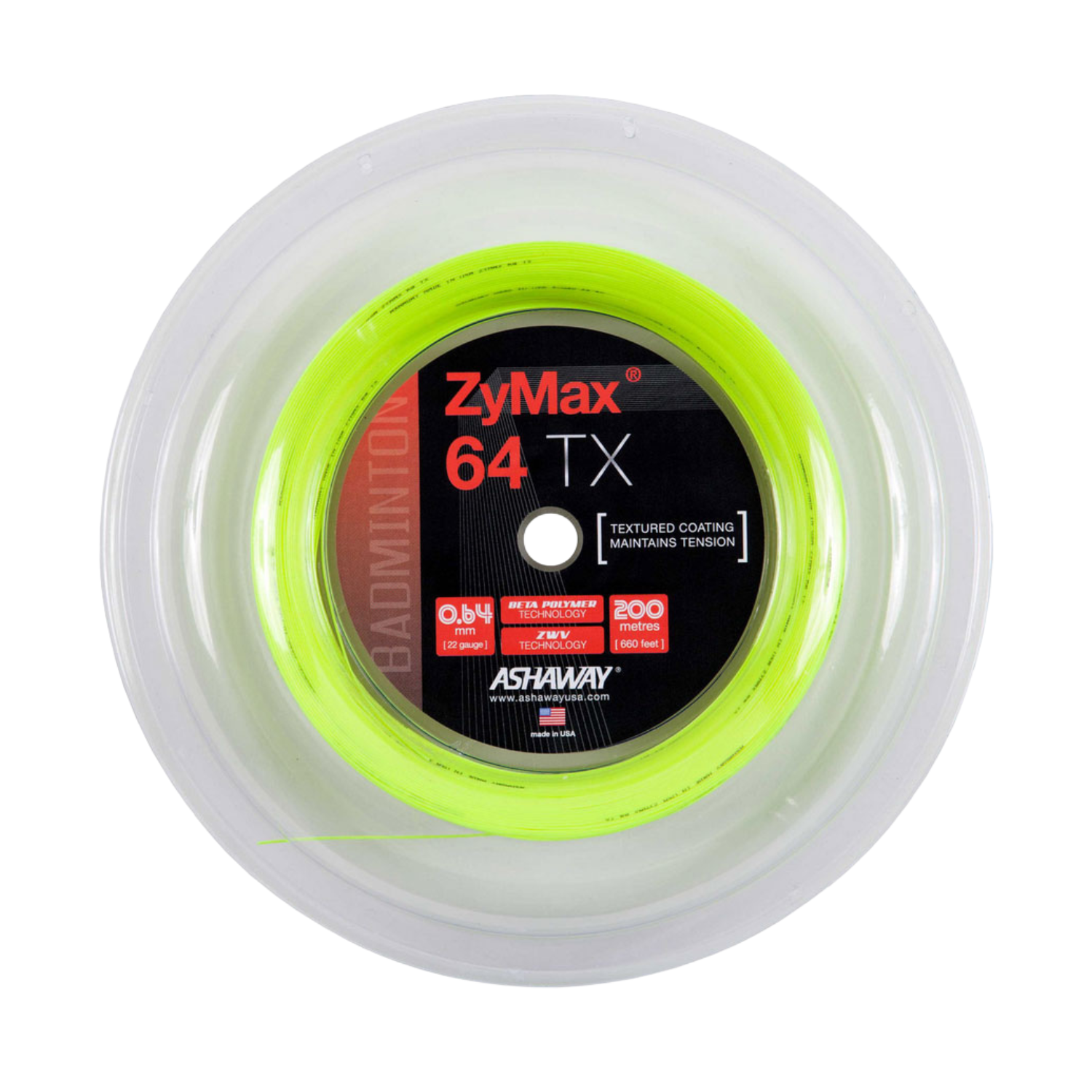 Ashaway Zymax 64TX Badminton String Reel - Yellow