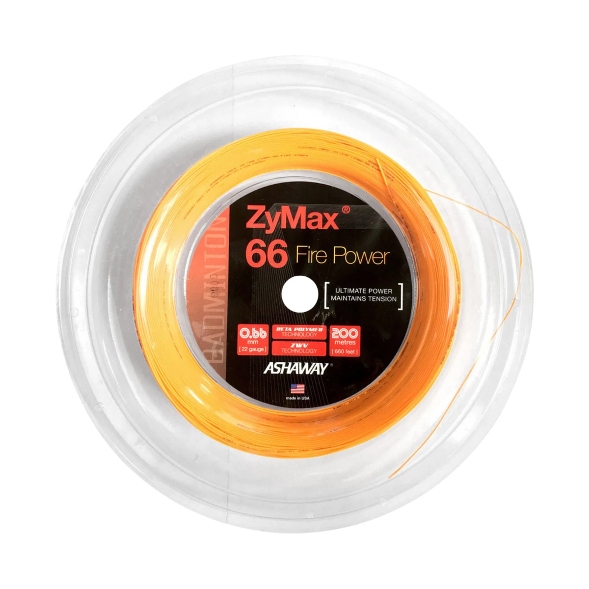 thumbnail image 2 of Badmintonový Výplet Ashaway ZyMax 66 Fire Power - 200 M 2 of 9
