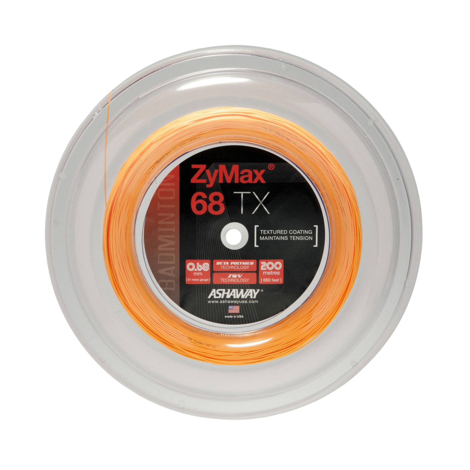 Ashaway Zymax 68TX Badminton String Reel - Orange