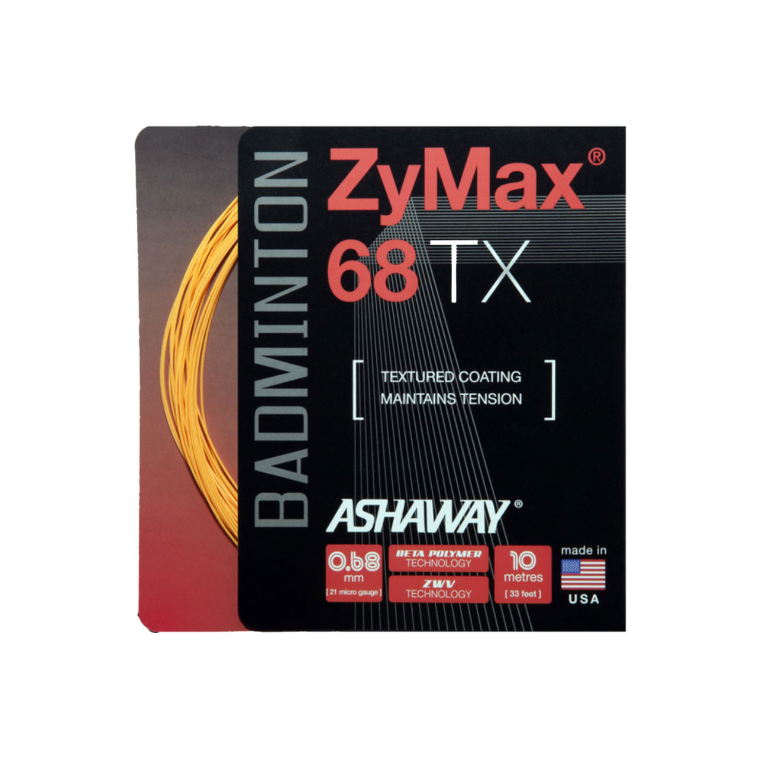 Ashaway Zymax 68TX Badminton String Set - Orange