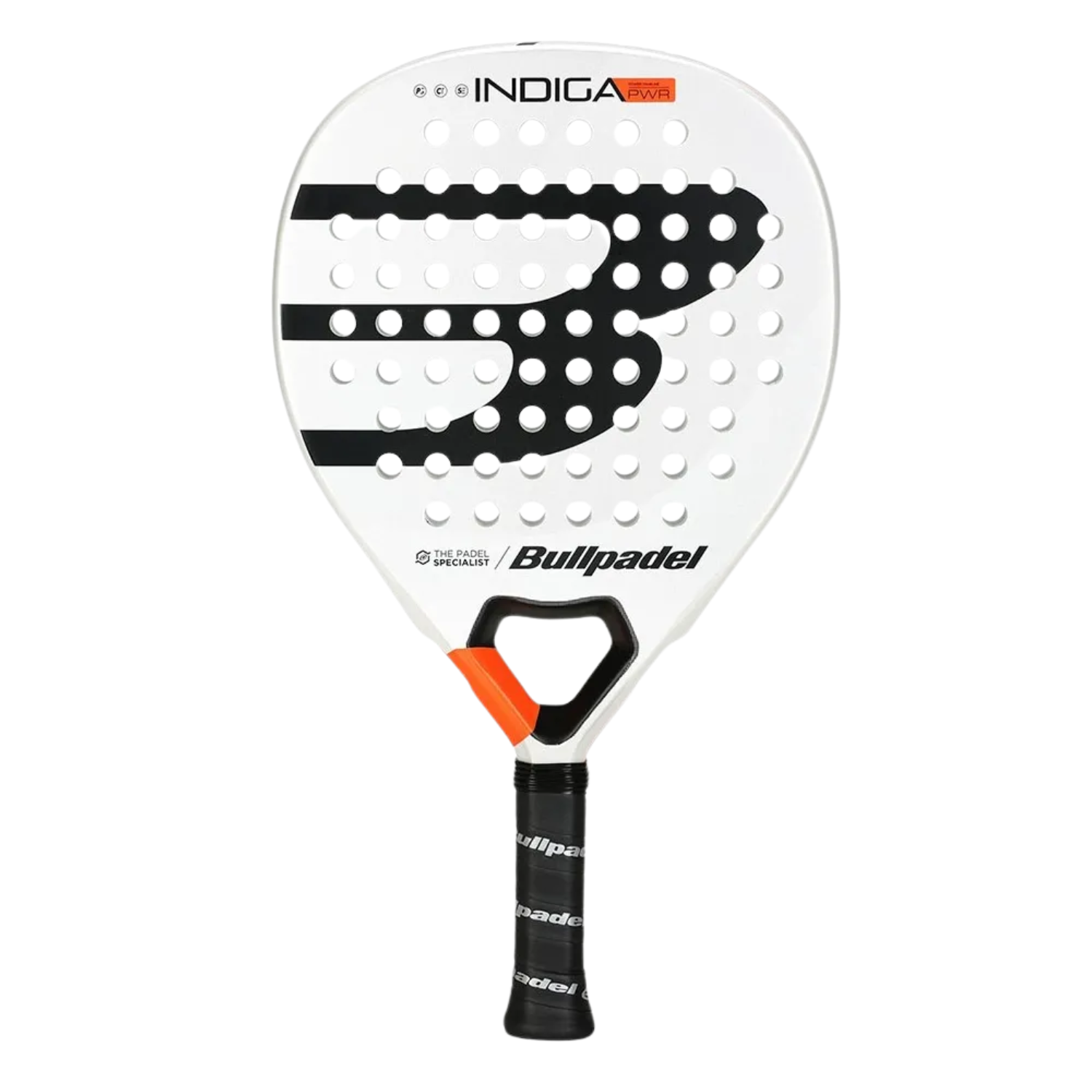 BullPadel Indiga PWR  Padel Racket - White/Orange