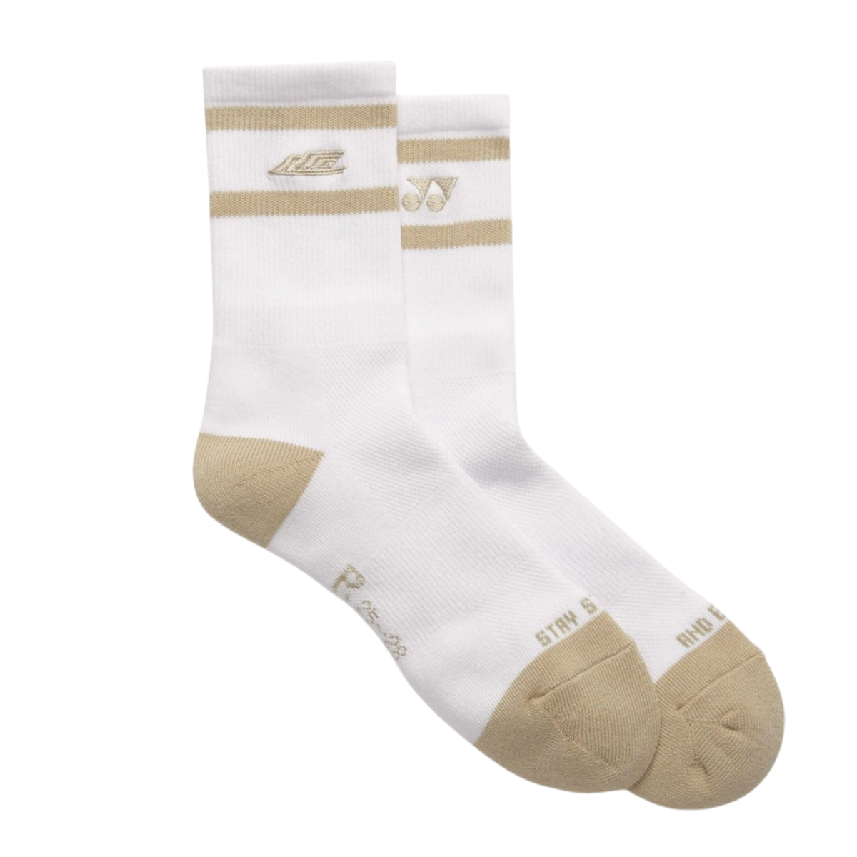 Yonex 19257YX LCW Sport Crew Socks Unisex - Khaki Beige Khaki Beige Clothing Yonex