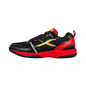 Hundred Blast Badminton Shoes, Black/Red/Gold, front view