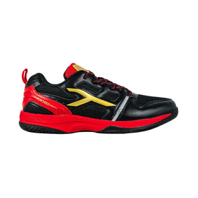 Hundred Blast Badminton Shoes, Black/Red/Gold, back view