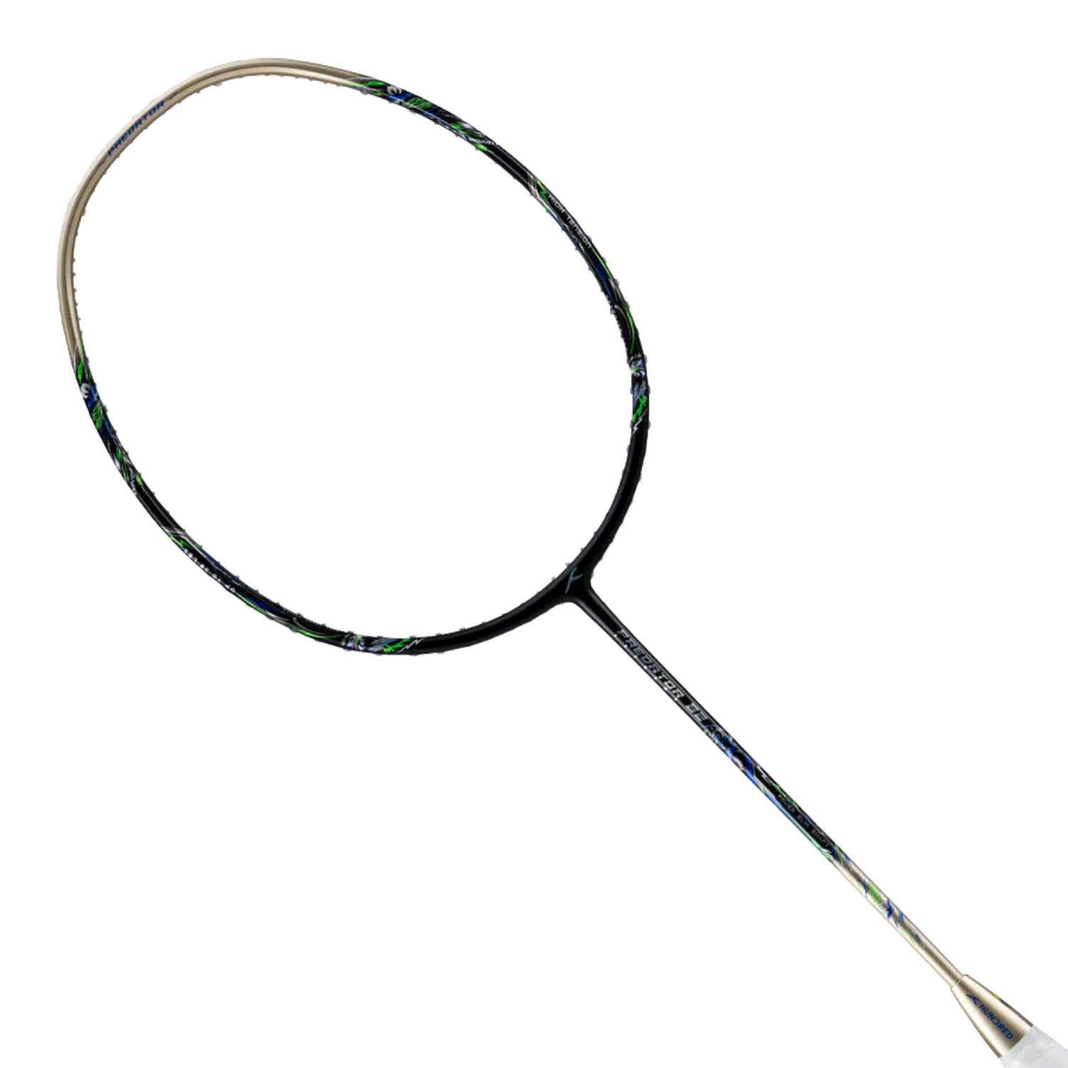Hundred Predator 82 Extreme Badminton Racket - Black/Gold Black Gold 4U Badminton Rackets Hundred