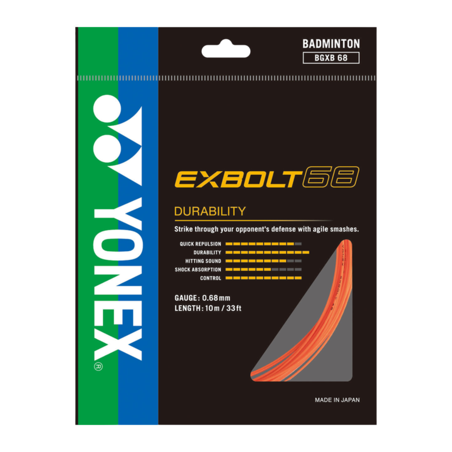 Yonex Exbolt 68 Badminton String Set - Flash Orange Flash Orange Packs 10m String (Packs) Yonex