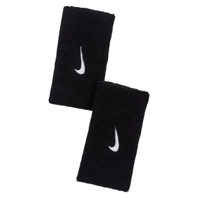 Nike Swoosh Classic Doublewide Wristbands 2 Pack - White/Black Black White One Size Accessories Nike