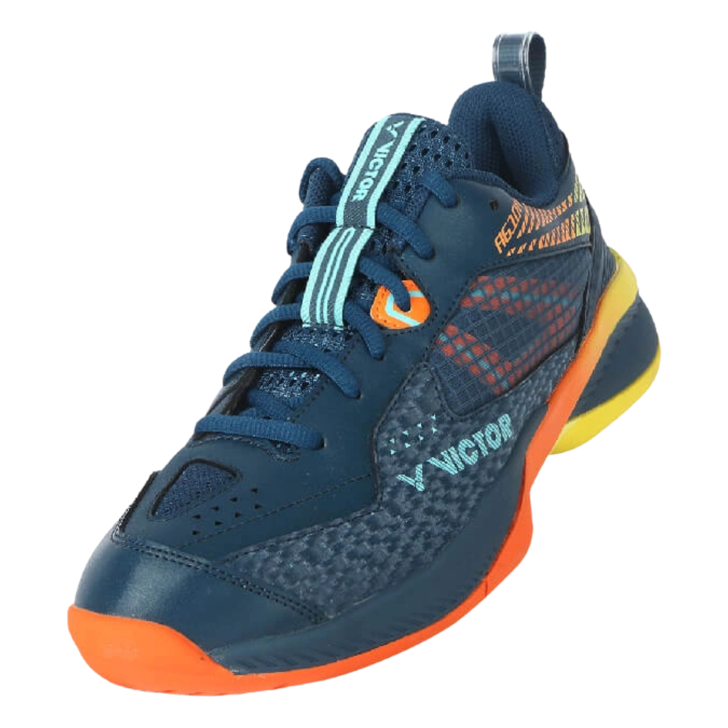 Victor A610IV B Badminton Shoes Unisex - Navy Blue/Orange/Yellow Badminton Shoes Victor