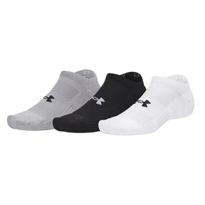 Under Armour Performance Cotton 3Pk No Show Socks Unisex - White/Steel White Steel Steel Clothing Under Armour