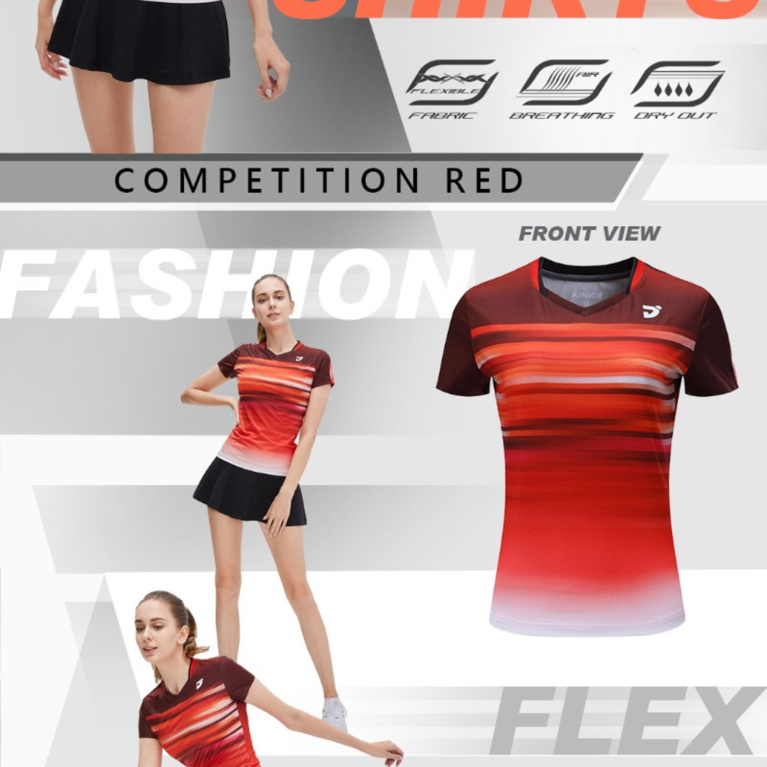 Jnice Tournament Tee Women T-054-RD-W Clothing JNICE